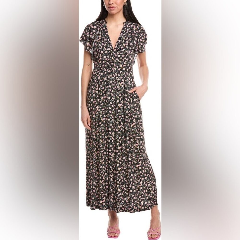 Zadig & Voltaire Black Pink Floral Maxi Dress Size XS Romantic